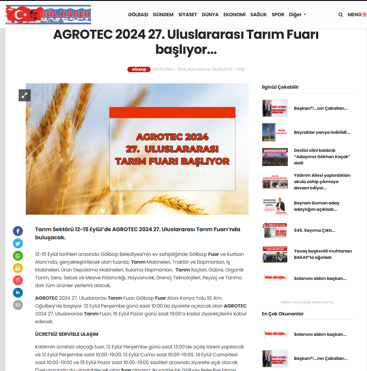 AGROTEC 2024 27. Uluslararası Tarım Fuarı
başlıyor.
