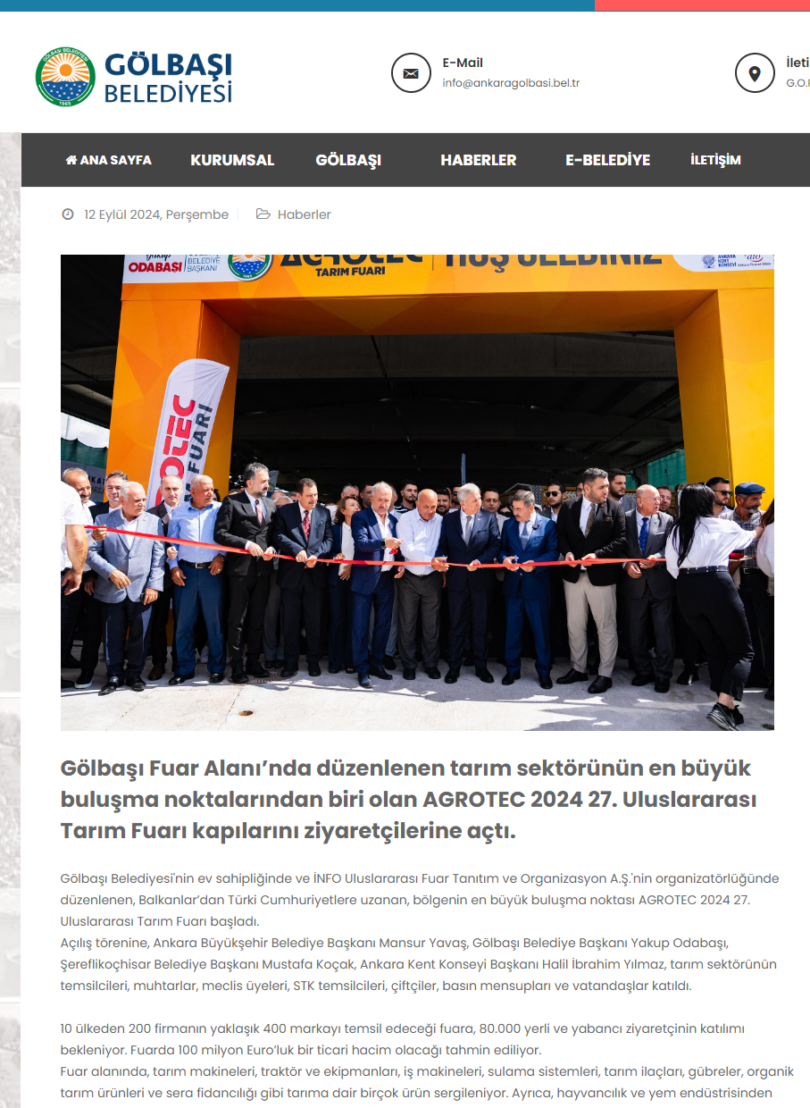 AGROTEC 2024 27. Uluslararası
Tarım Fuarı kapılarını ziyaretçilerine açtı.