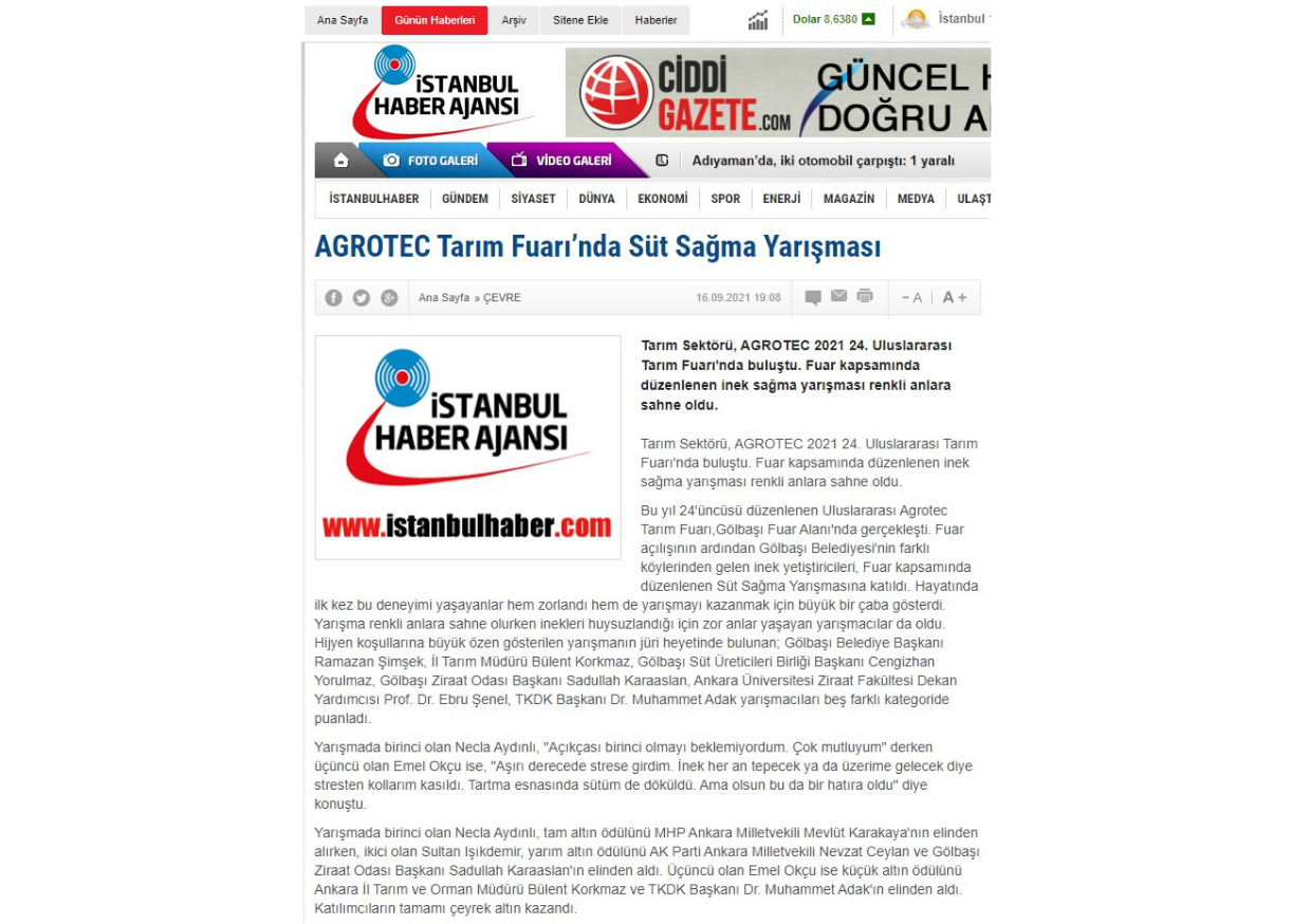 AGROTEC TARIM FUARI'NDA SÜT SAĞMA YARIŞMASI
