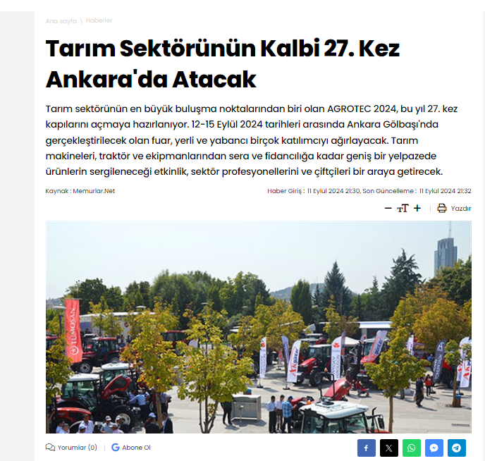 TARIM SEKTÖRÜNÜN KALBİ 27.KEZ ANKARA'DA ATACAK