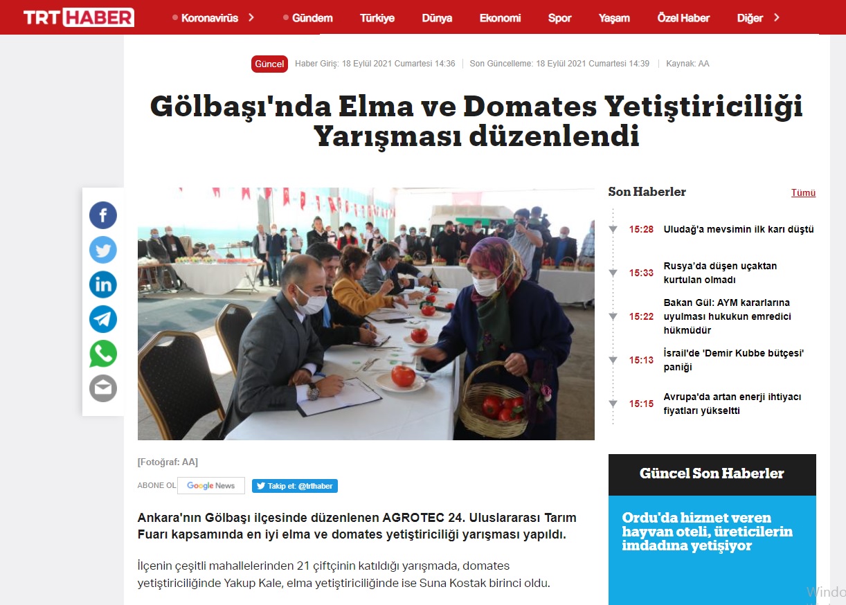 GÖLBAŞINDA ELMA VE DOMATES YETİŞTİRİCİLİĞİ YARIŞMASI DÜZENLENDİ